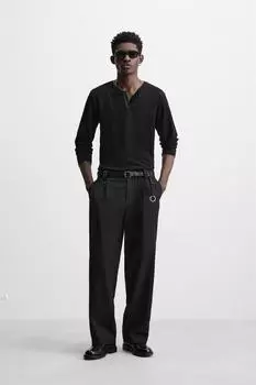 Полупрозрачная футболка с открытым вырезом ZARA, черный