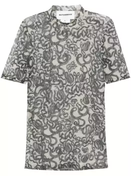 Полупрозрачная футболка с принтом Melitta Baumeister, мультиколор