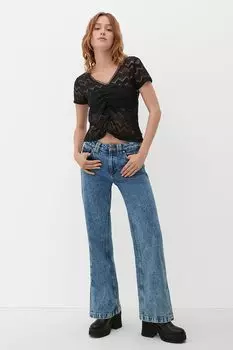 Полупрозрачная футболка со сборками Q/S By S Oliver, черный