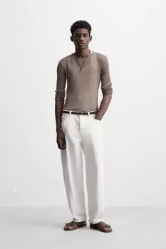 Полупрозрачная футболка в рубчик ZARA, цвет Dark grey