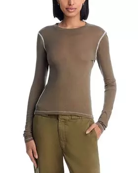 Полупрозрачная хлопковая футболка RE/DONE, зеленый