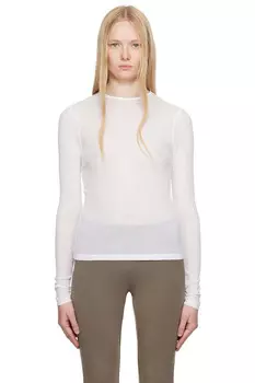 Полупрозрачная хлопковая футболка с длинным рукавом Skims, цвет snow