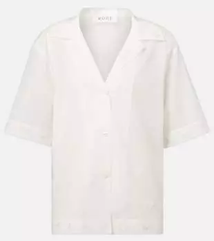 Полупрозрачная хлопковая органзовая блуза с цветочным принтом Rhe, белый