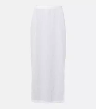 Полупрозрачная кружевная миди-юбка Wardrobe.NYC, белый