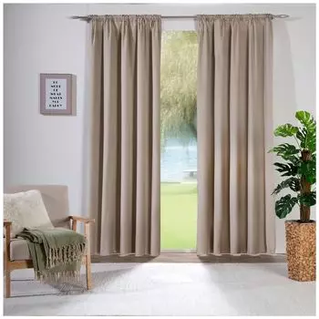 Полупрозрачная лента и шнурок для штор, удлиненные В x Ш 280x140, тип штор 693 натуральный heimtexland, серо-коричневый