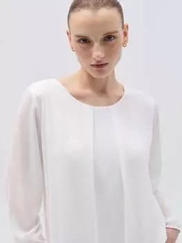 Полупрозрачная однотонная блузка Hybrid, цвет optical white