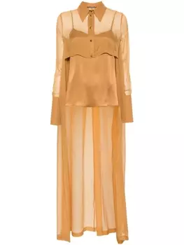 Полупрозрачная рубашка асимметричного кроя Alberta Ferretti, коричневый