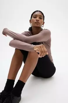 Полупрозрачная рубашка из джерси H&M, розовый