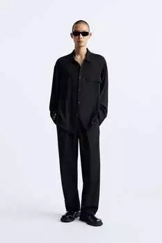 Полупрозрачная рубашка из вискозы ZARA, черный
