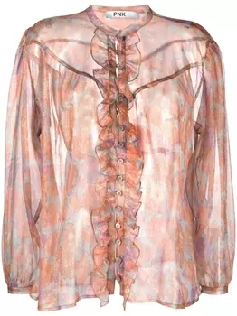 Полупрозрачная рубашка с цветочным принтом PNK, коричневый