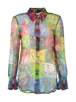 Полупрозрачная рубашка с графичным принтом Chlo, зеленый