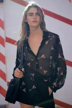 Полупрозрачная рубашка с принтом ZARA, разноцветный