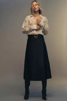 Полупрозрачная рубашка с животным принтом ZARA, экрю/бежевый
