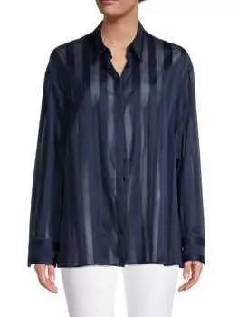 Полупрозрачная рубашка в полоску Akris Deep blue