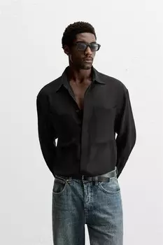 Полупрозрачная рубашка ZARA, черный
