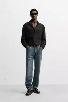 Полупрозрачная рубашка ZARA, черный