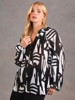 Полупрозрачная шифоновая плиссированная блузка Ro&Zo, черная