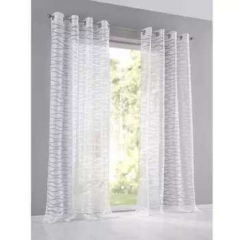 Полупрозрачная штора Kutti Enya белая с люверсами. Штора выгорания с высоким содержанием хлопка. Для карнизов размером 135/225 (1 шт.), белый