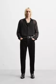 Полупрозрачная струйная рубашка ZARA, черный