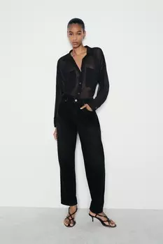 Полупрозрачная текстурная рубашка ZARA, черный