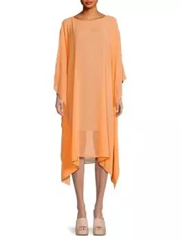Полупрозрачное асимметричное платье миди Renee C., цвет Melon