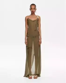 Полупрозрачное длинное платье Bimba y Lola, цвет Caqui