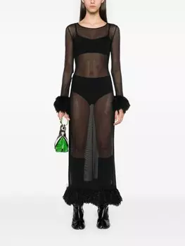 Полупрозрачное платье макси Marine Serre, черный