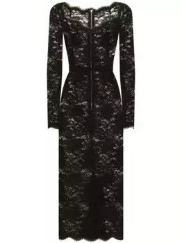 Полупрозрачное платье миди из кружева DOLCE & GABBANA, черный