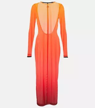 Полупрозрачное платье миди с градиентом COURRGES, разноцветный