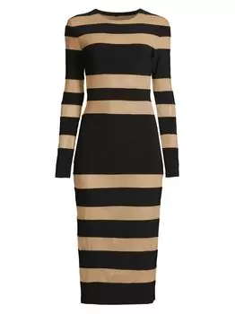 Полупрозрачное платье-миди в полоску Norma Kamali, черный