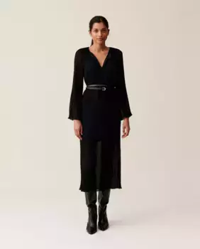 Полупрозрачное плиссированное платье Claudie Pierlot, черный