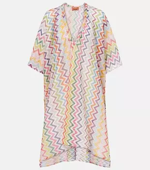 Полупрозрачное пляжное платье Zig Zag Missoni, Multicolor w/White Base