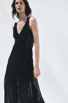Полупрозрачное текстурированное платье ZARA, черный
