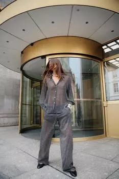 Полупрозрачные брюки в горток ZARA, черно-белый