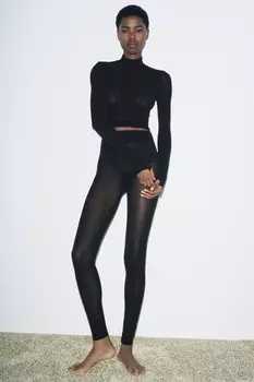 Полупрозрачные леггинсы ZARA, черный