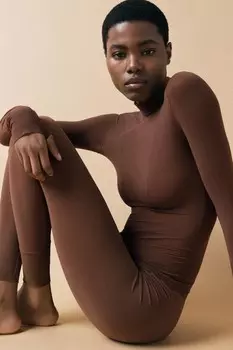 Полупрозрачные леггинсы ZARA, коричневый