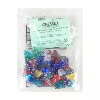 Полупрозрачные многогранные кубики d4 (50) Пересмотренный, Dice - Bags of Dice (Assorted Colors) (Chessex)