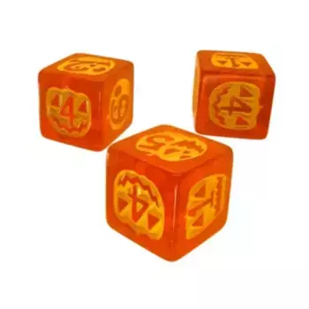 Полупрозрачные оранжевые блестящие игральные кости Хэллоуина d6 (3), Miscellaneous (Steve Jackson Games)