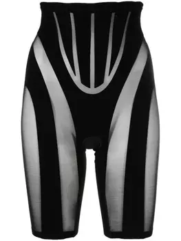 Полупрозрачные шорты со вставками Mugler, черный