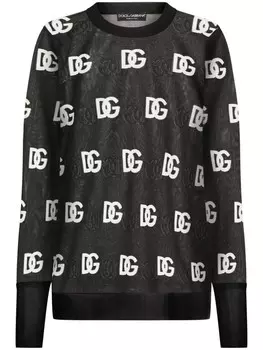 Полупрозрачный джемпер с логотипом DG Dolce & Gabbana, черный