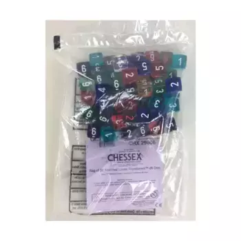 Полупрозрачный многогранный кубик d6 (50) Пересмотренный, Dice - Bags of Dice (Assorted Colors) (Chessex)