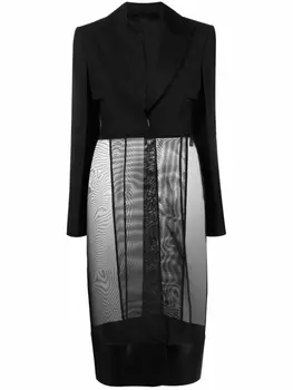 Полупрозрачный однобортный тренч Givenchy, черный
