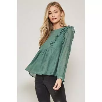 Полупрозрачный полосатый тканый топ FASHNZFAB, зеленый