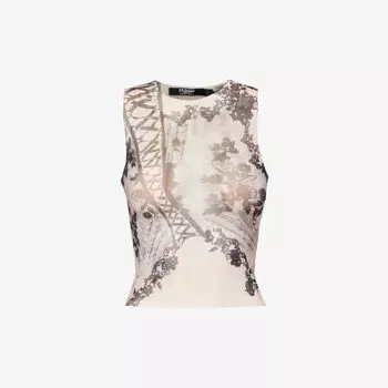 Полупрозрачный сетчатый топ с графическим принтом Jaded London, черный