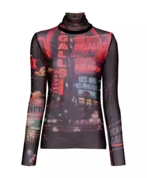 Полупрозрачный сетчатый топ с принтом пигаль Jean Paul Gaultier, мультиколор