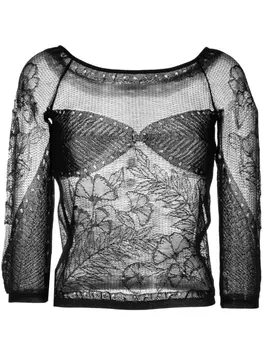 Полупрозрачный топ Alberta Ferretti, черный