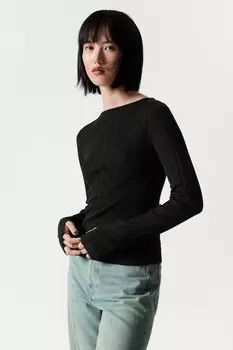 Полупрозрачный топ из шерсти мериноса & Other Stories, черный