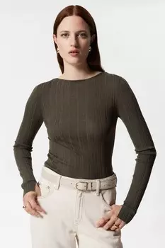 Полупрозрачный топ из шерсти мериноса & Other Stories, хаки