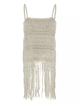 Полупрозрачный топ с бахромой Gentry Portofino, нейтральный