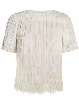 Полупрозрачный топ с кружевом ZIMMERMANN, бежевый